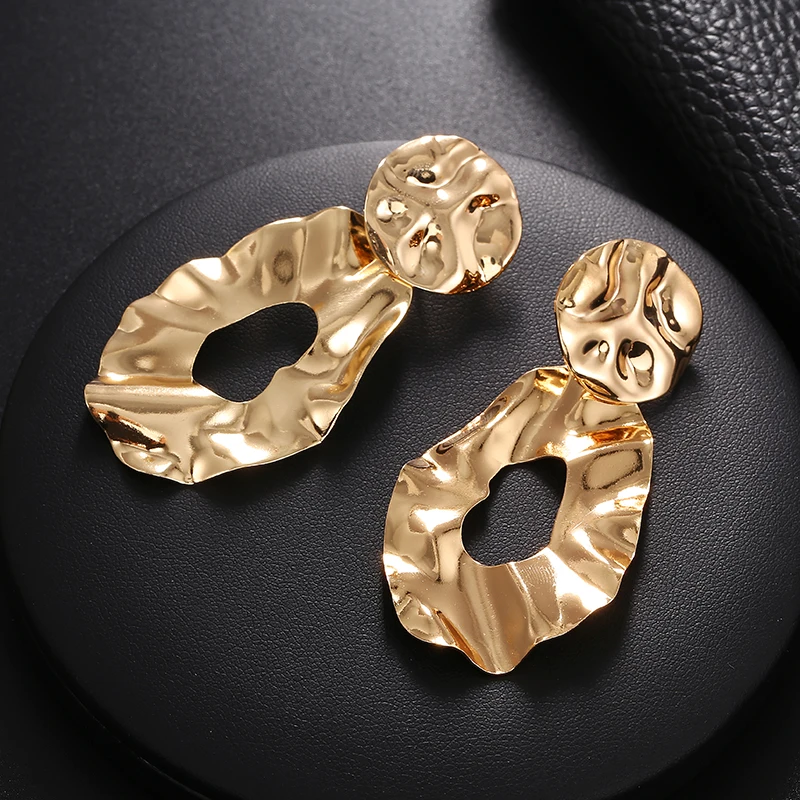 JIOFREE Vintage PUNK Clips Earrings for Women Gold Color Geometric Statement Earring Metal Hanging Fashion ear clip Jewelry