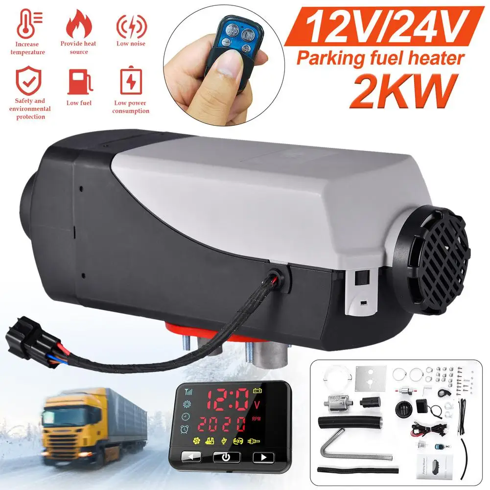 12V/24V ABS Car Heater 2KW Defroster Heater Low Noise CE Auxiliary With LCD Display Remote Control