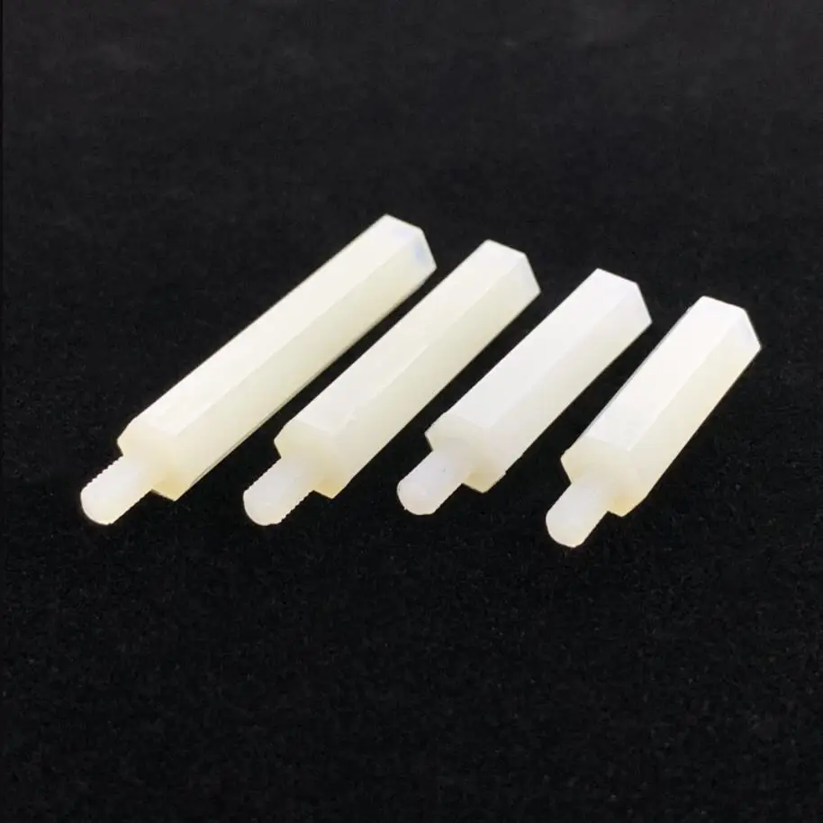 

500PCS/1LOT Hexagonal Threaded Space Plastic Support Nylon Single-Head Isolation Column M3*H/M4*H+6mm