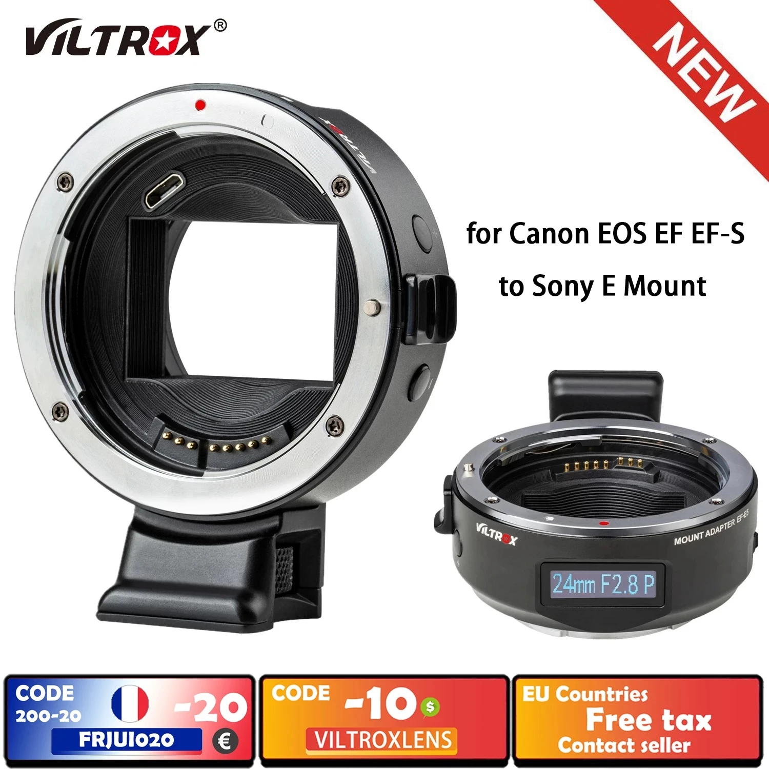 Viltrox EF-E5 Auto Focus Smart Lens Adapter ring OLED Display Full Frame for Canon EOS EF EF-S Lens to Sony E Mount Camera A7II