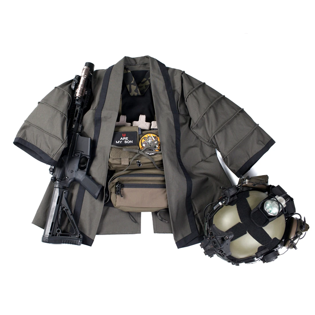 

2020 New Release BACRAFT Outdoor Tactical Hunting Coat Training Cloak Combat Haori Jacket for Airsoft- Smoke Green