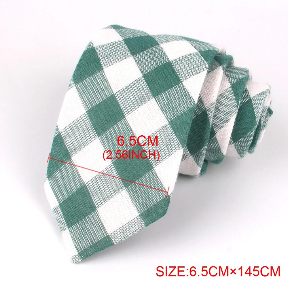 New Green Plaid Ties For Men Women Cotton Slim Neck Tie For Wedding Business Suits Skinny Ties Fashion Striped Necktie Neck Wear