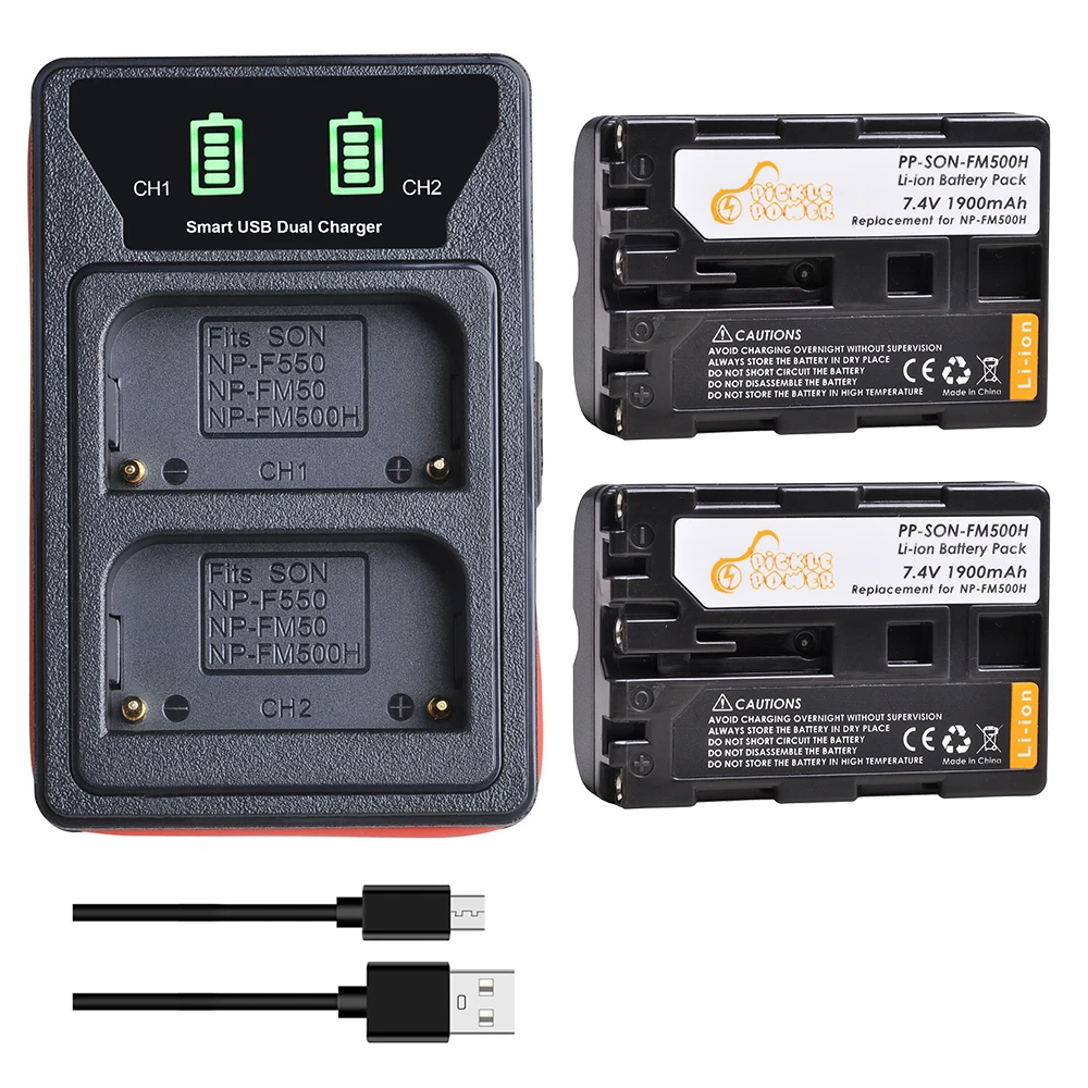 Digital Camera Battery NP-FM500H NP FM500H + LED USB Dual Charger for Sony A57 A65 A77 A99 A350 A450 A550 A580 A900 A200 A200W