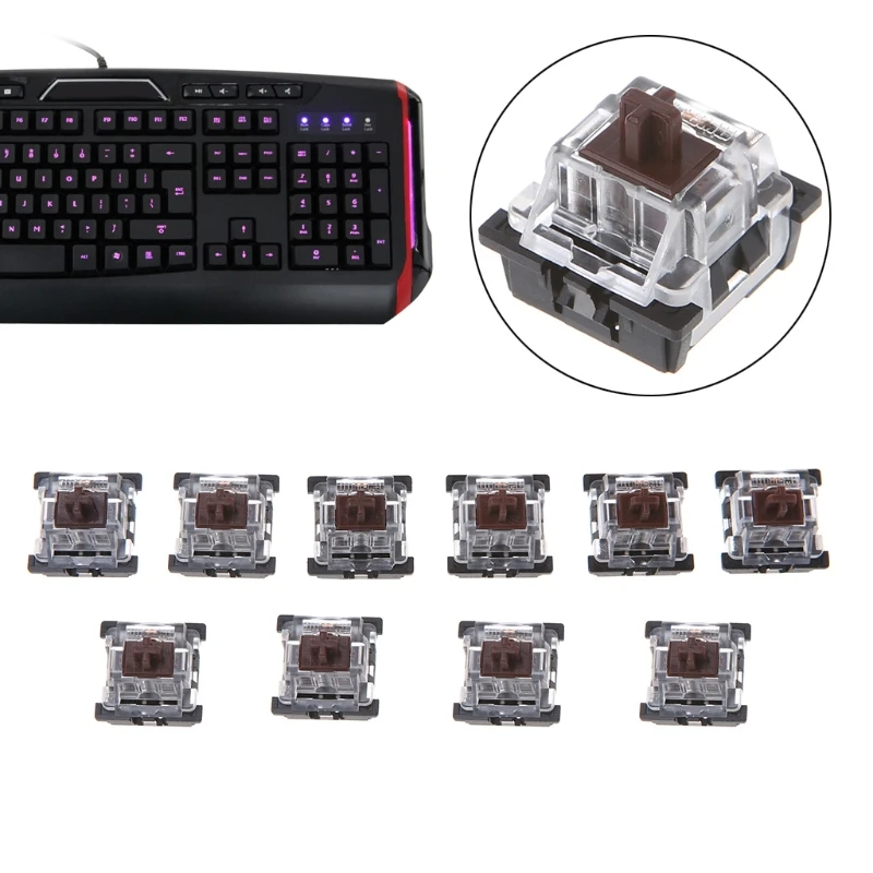 10Pcs 3 Pin KeyCaps Brown Mechanical Keyboard for Cherry MX Keyboard