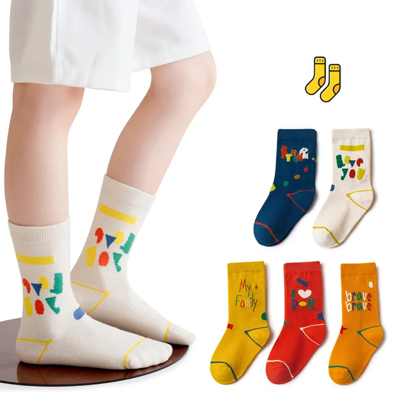 5Pairs/lot Baby Socks Autumn Winter Warm Kids Cotton Socks Cute Colorful Rainbow Candy Thick Socks Children Cartoon Socks