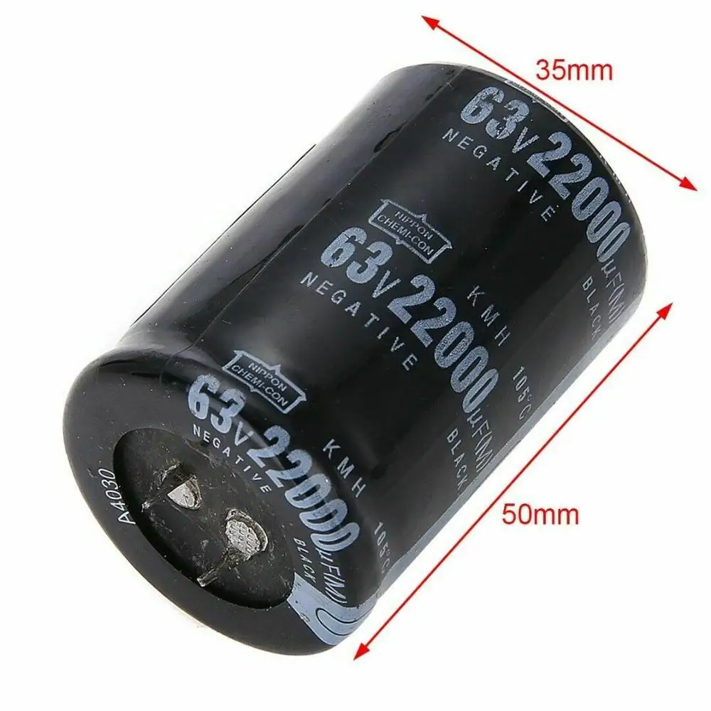 2pcs 63V22000UF Aluminum Filters Electrolytic Capacitor 35x50mm