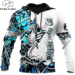 Sudadera Bass Fishing KJ418 con capucha – Camuflaje azul 3D