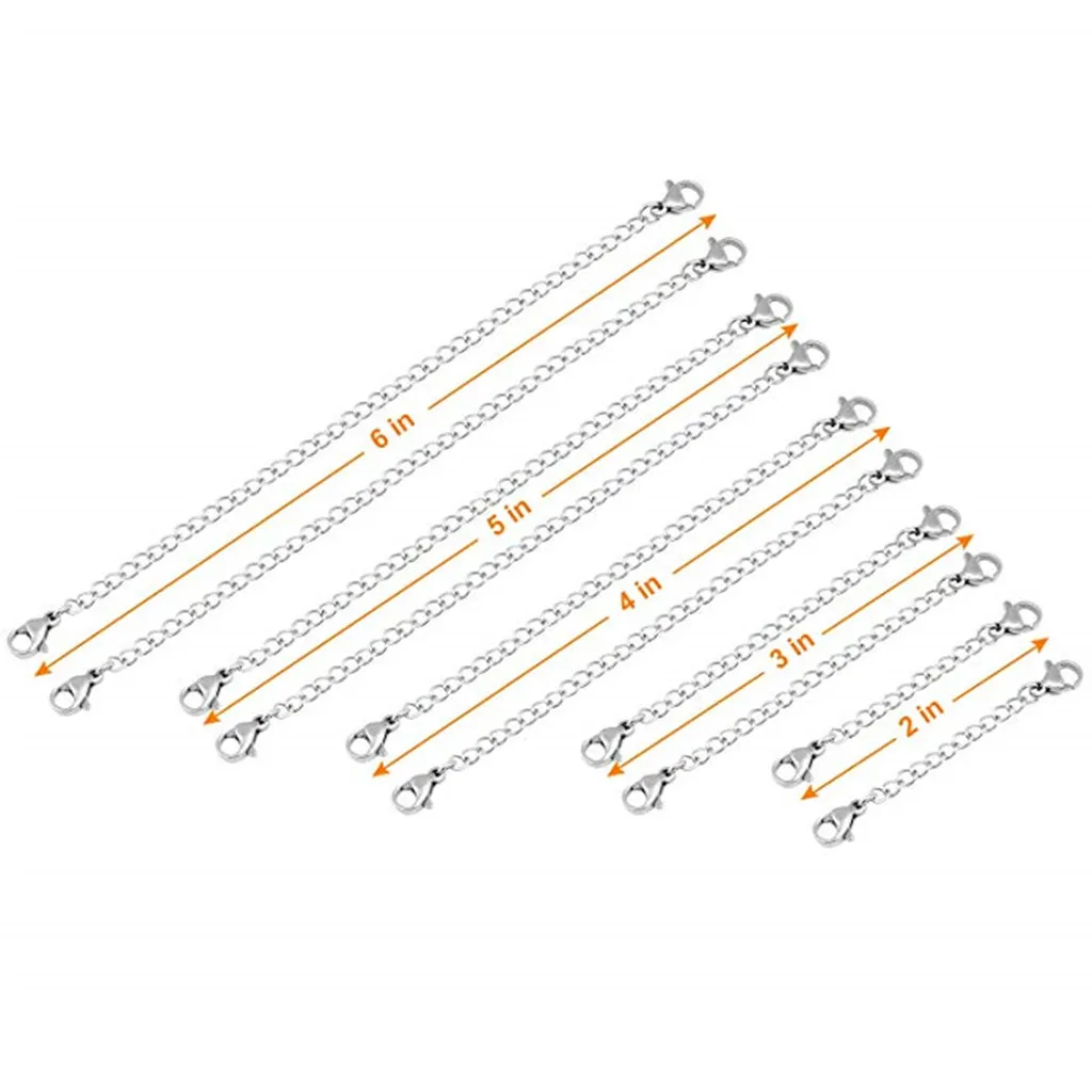 Extensor de colar de aço inoxidável, prolongador de joias para pulseira, para fazer joias, achados (2-6 polegadas) am3076