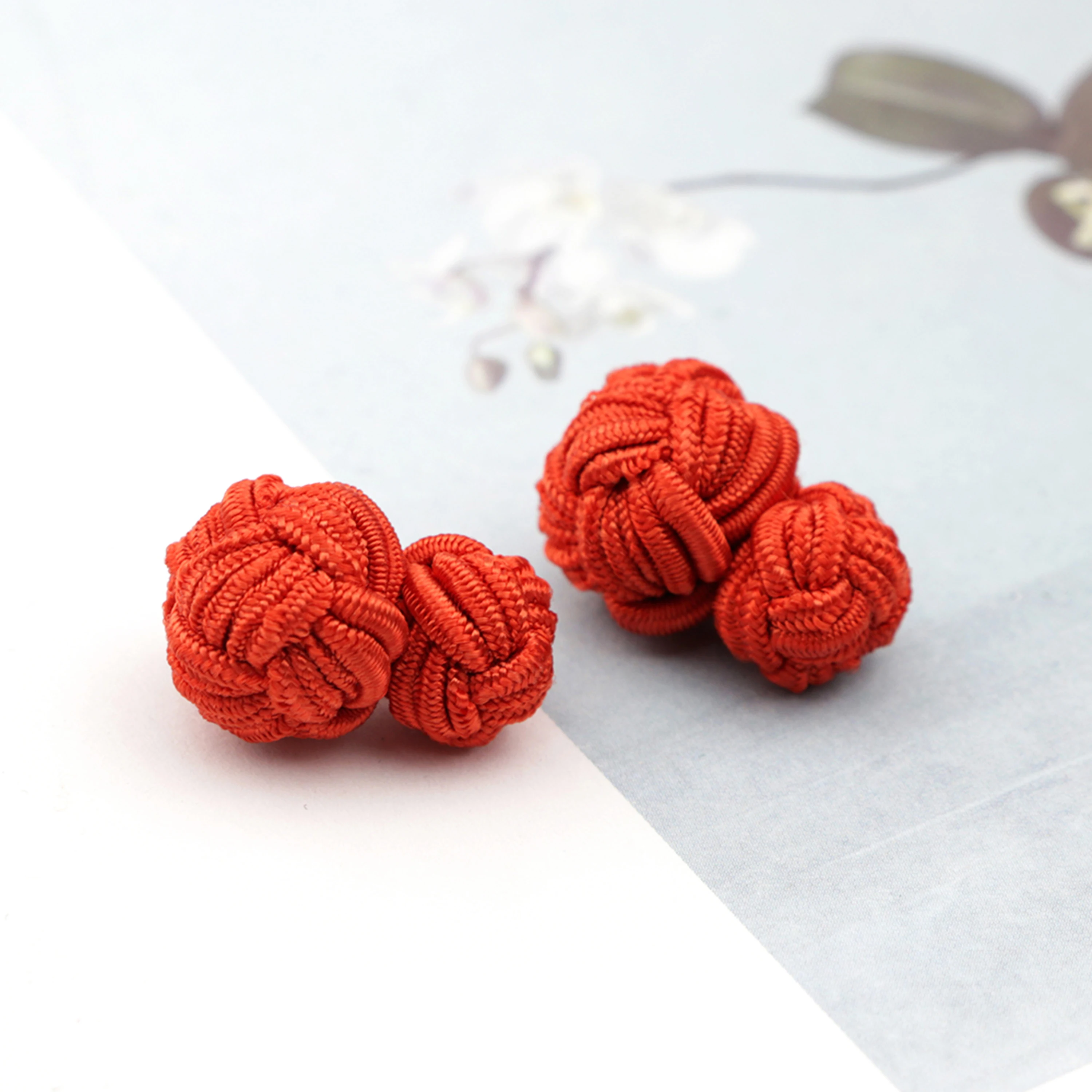 Colorful Double Rope Ball Knot Cufflinks Novelty Solid Colors Braided Handmade Elastic Upscale Men\'s Classic Cuff Links For Men