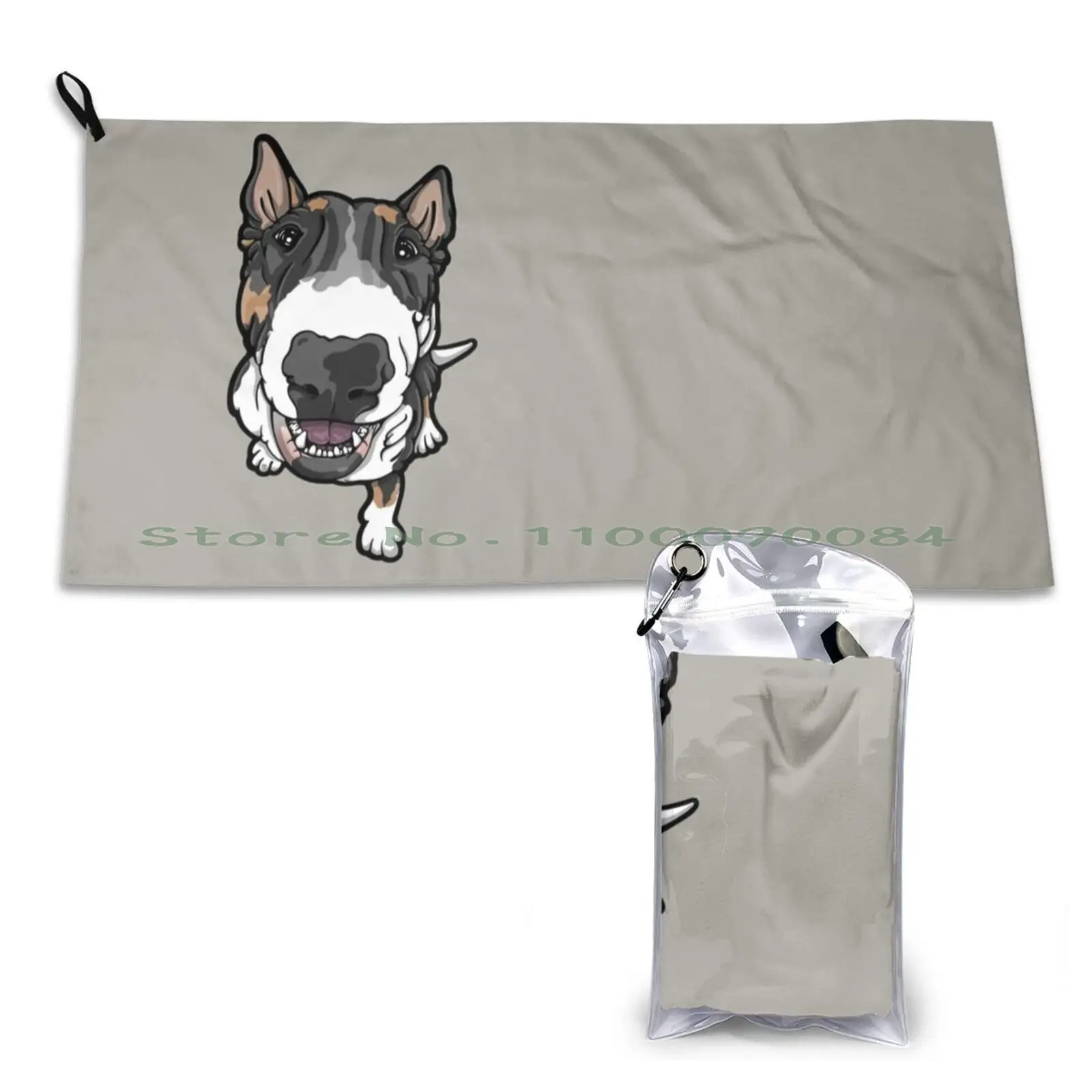 Happy Tricolor Bull Terrier Quick Dry Towel Gym Sports Bath Portable Van Lifestyle Motorhome Camping Rv Lifestyle Fifthwheel