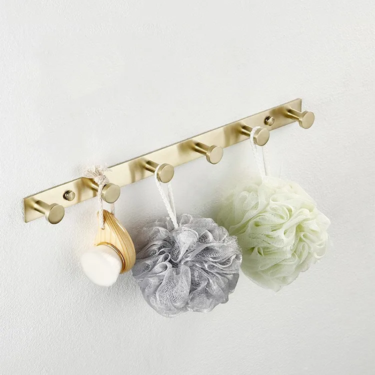 

440mm 6 hook Brushed gold stainless steel bathroom Clothes hook Top quality Robe hook