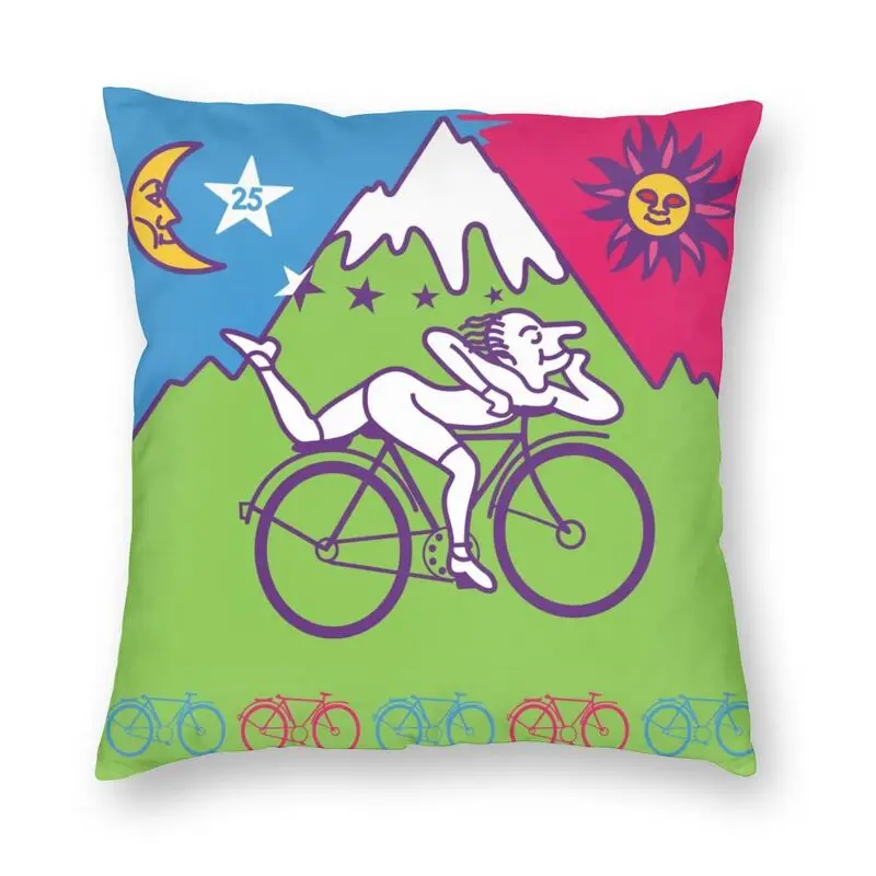 

Albert Hofmann LSD Bicycles Day Cushion Cover Sofa Home Decora Pillowcover Acid Blotter Party Square Throw Pillow Case 40x40cm