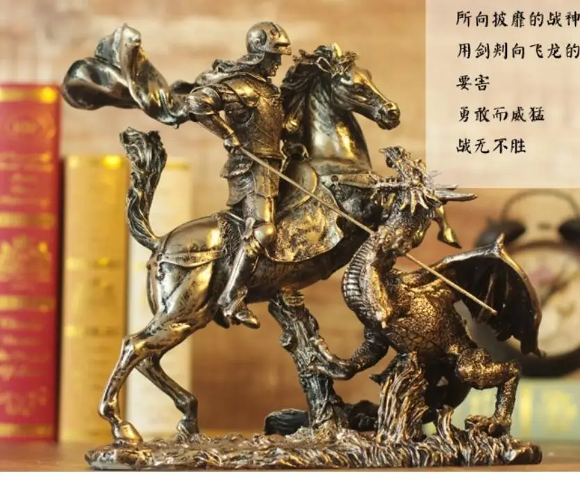 Ancient Greek knights Dragon armor model Roman warriors fought dragons high-grade decoration products figure Sculpture statue