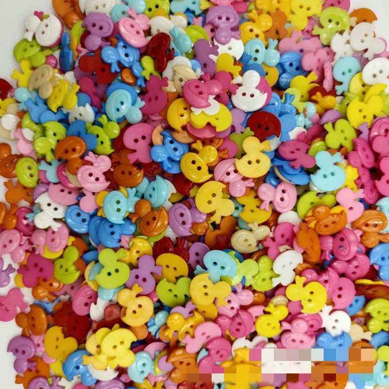 100 pcs 18*20mm Duckling Cartoon Plastic Buttons Children\'s Dolls Sewing Accessories DIY Scrapbooking Crafts Mixed Color