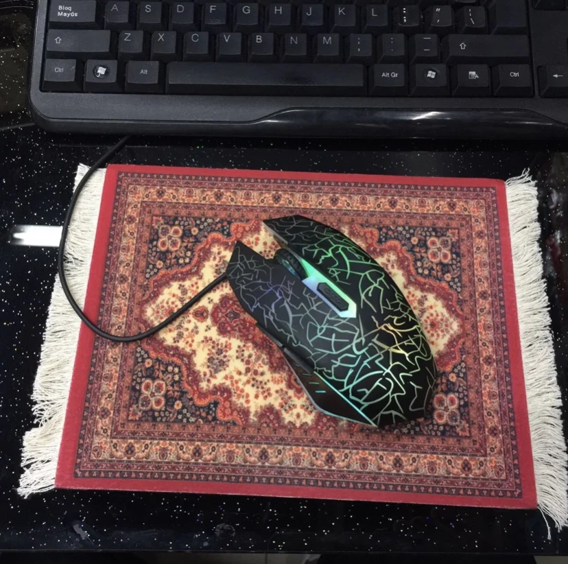 Gujiaduo Karpet Persia Alas Mouse Komputer Coaster dengan Rumbai Mode Retro Dekorasi Rumah Kantor Kerajinan Desktop Mousepad