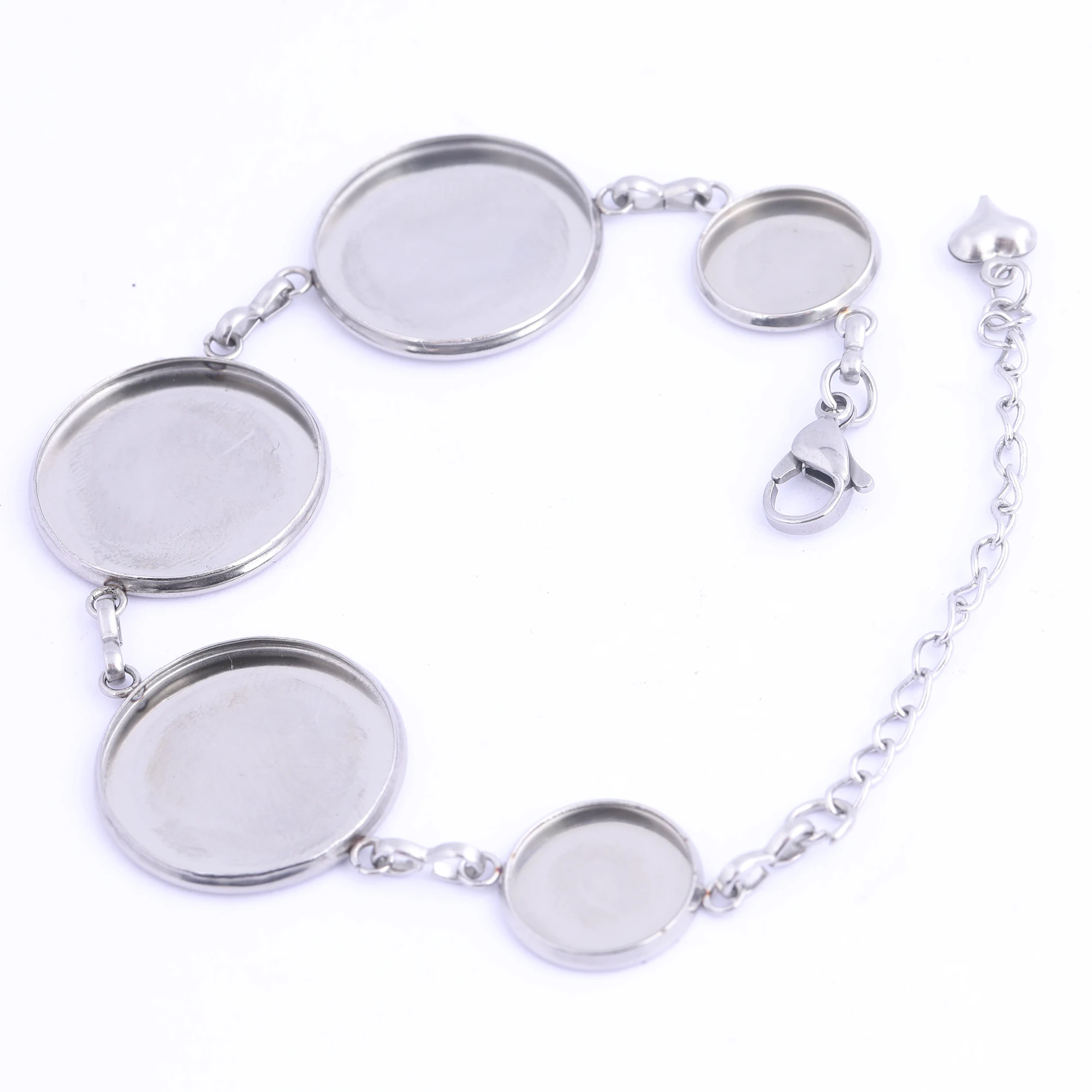 3pcs Fit 12mm 20mm Cabochon Bracelet Base Setting Blanks Stainless Steel Tray Bezel Findings For Jewelry Making Supplies