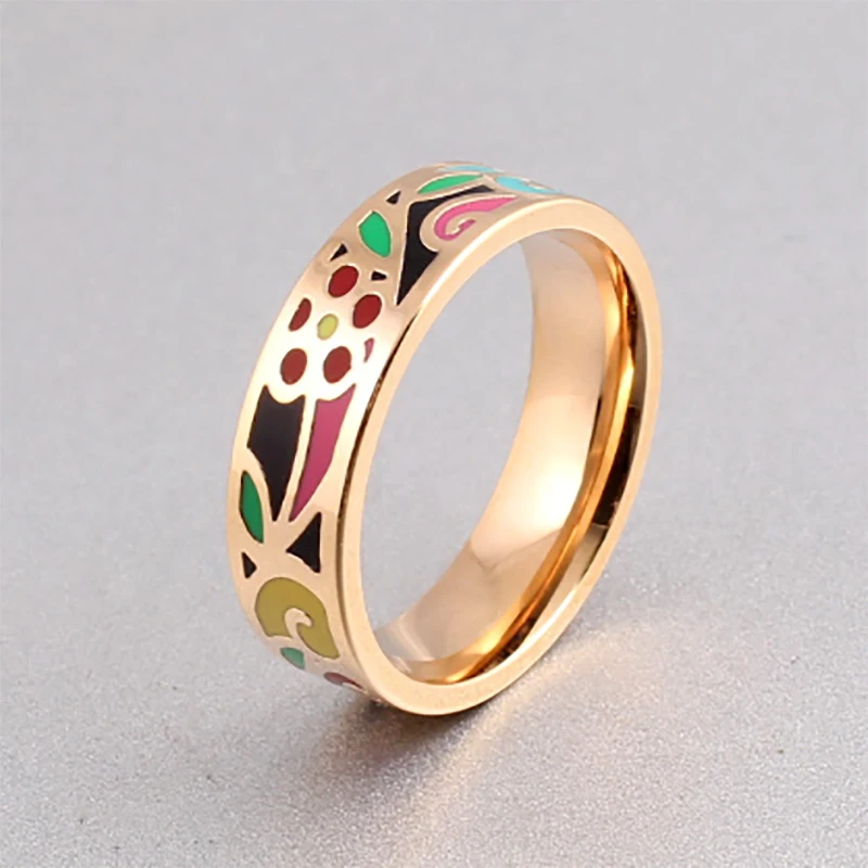 Popular Fine Jewelry Stainless Steel Geometric Design Rings for Women Flower Ring Jewelry Photos design