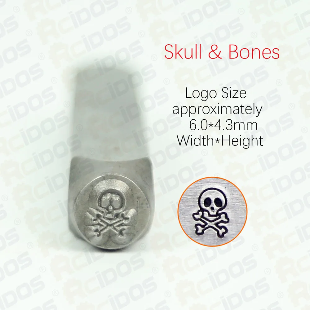 Timbro design ossa osso/teschio, braccialetto fai-da-te/simboli gioielli timbro in acciaio, 6MM