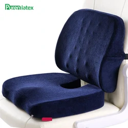 PurenLatex 2pcs Office Car Memory Foam Pillow Set Spine Coccyx Protect Orthopedic Seat Office Sofa Chair Back Cushion Waist Mat