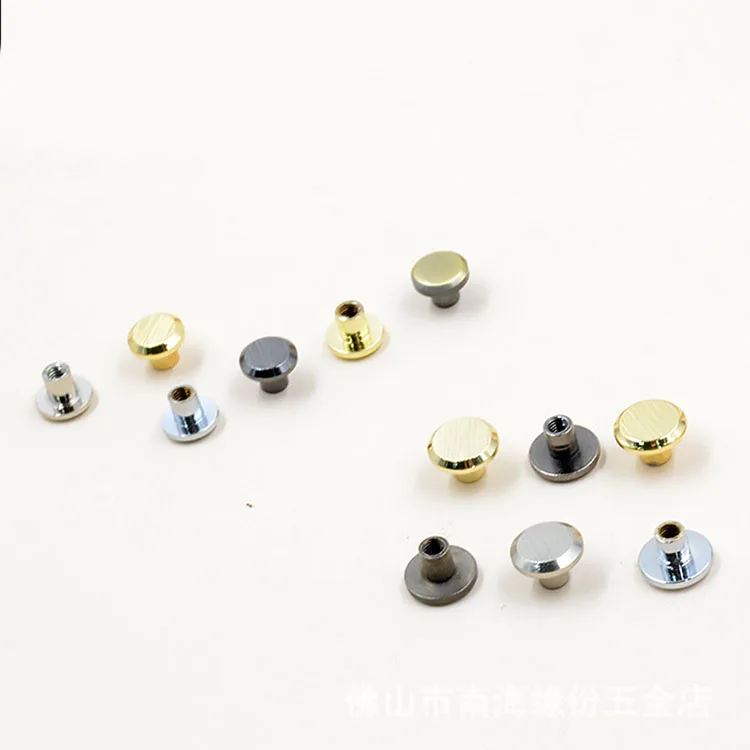 Gold Round Flat Head Chicago Screws Nail Rivets Studs For DIY Art Crafts Belt Strap Fastener Screwback