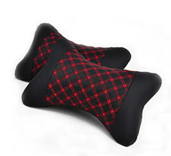 2 Pieces Leather Memory Cotton Car Seat Ergonomic Headrest Neck Cushion Pillow