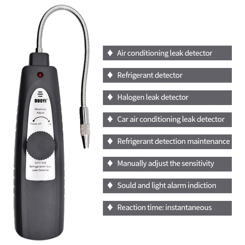 DUOYI DY5750B Gas Detector Refrigeration Gas Leak Detector CFC HFC Halogen Gas Refrigerant Leak Detector Air Conditioning R410a