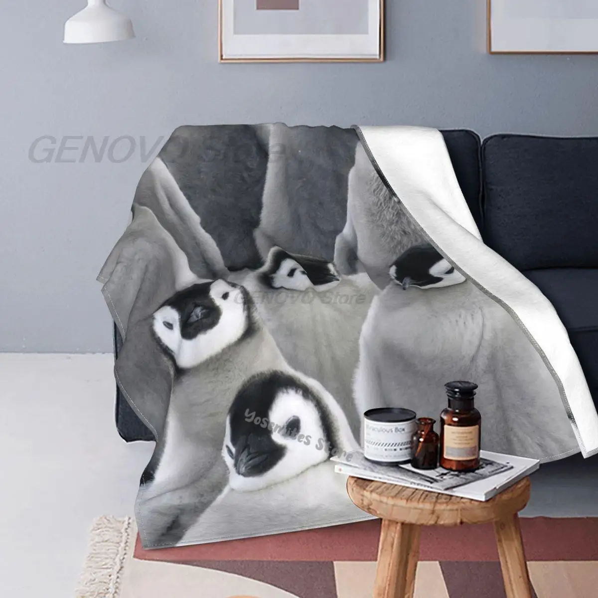 Cute Penguin Blanket Sherpa Blanket Bedding Soft Blanket Home Bedroom Sofa Gift Four Seasons Sheets Plush Blankets and Throws