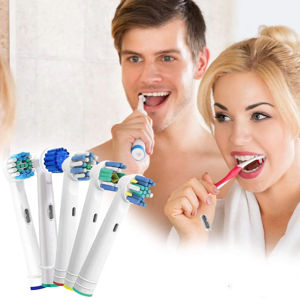 Paquete de 4 limpiadores sensibles, 4 limpiadores de hilo dental, 4 limpiadores de precisión y 4 acciones cruzadas. Se adapta al cepillo de dientes eléctrico Oralb