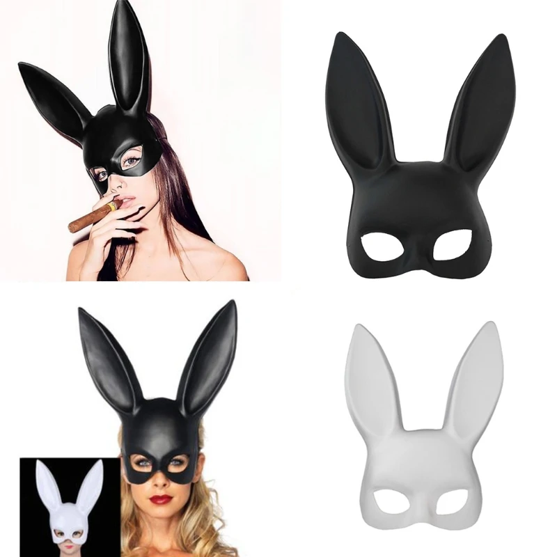 New White Black Women Girl Sexy Rabbit Bunny Long Ears Mask Halloween Party Cosplay