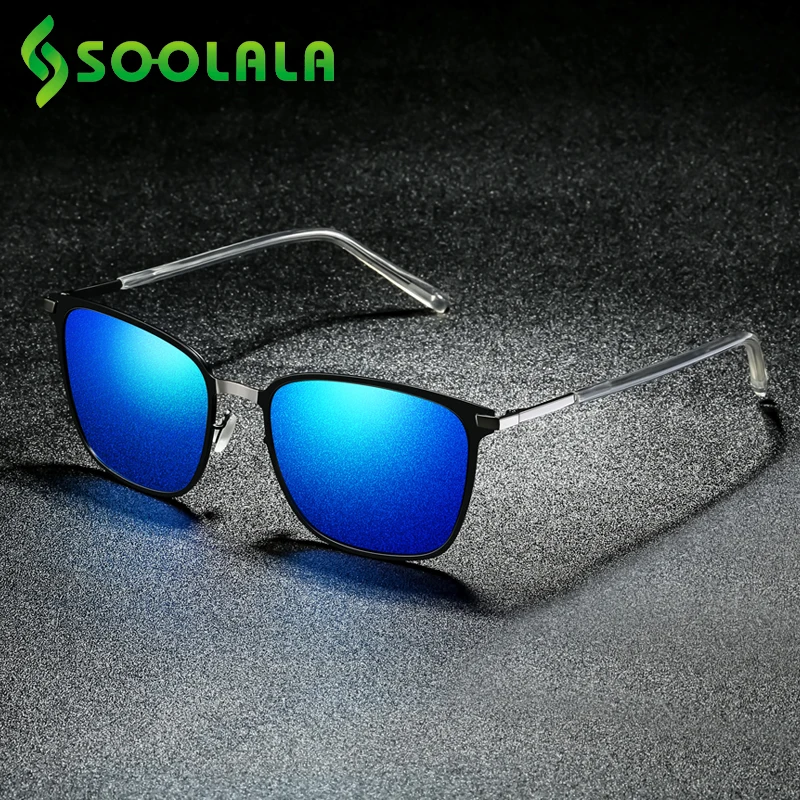 

SOOLALA 2021 Vintage Fashion Designer Square Polarized Sunglasses Mens Womens UV400 Metal Anti-Glare Glasses Driving Sun Glasses