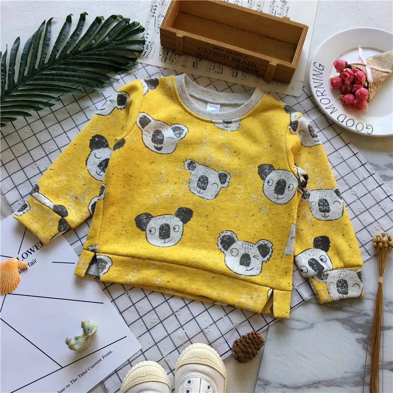 Tonytaobaby Fall and Winter Clothes New Style Baby Koala Full Printed Yellow  Children Sweatshirt