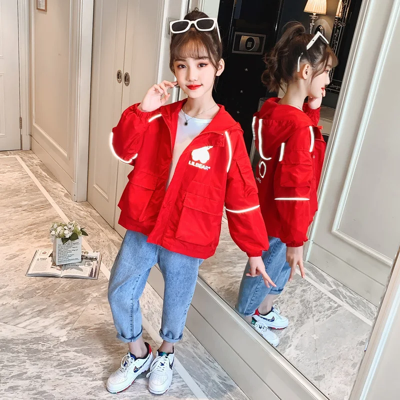 Reflective Children Spring Autumn Coats Girls Boys Jackets Girls Top Sports Outfits Teenage Children High Quality