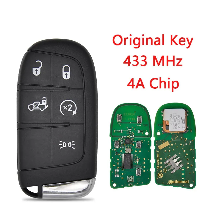 Keyless 5 Button for Fiat 500 500L 500X 2016+  Smart Remote Key Fob Auto Control 433MHz 4A Chip  SIP22 Blade