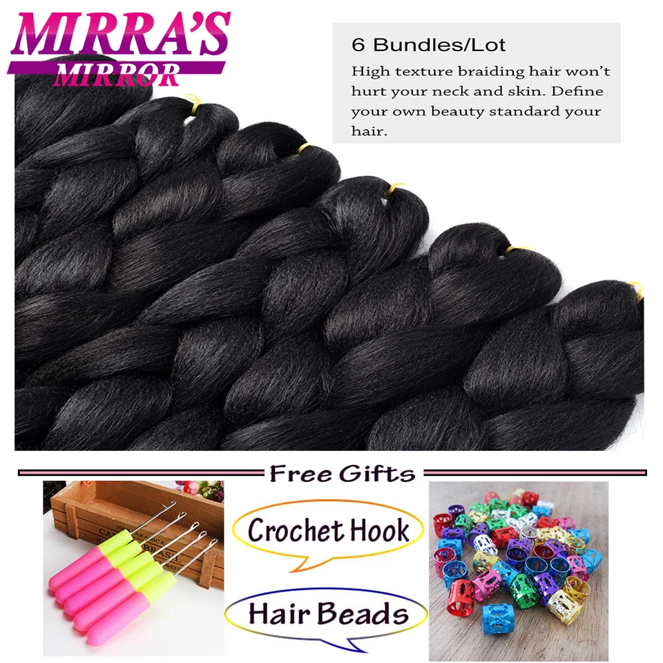 24 Pulgadas Trenzas Jumbo Sintéticas para Trenzas de Caja Degradado Extensiones para Trenzas Tres Tonos Negro Marrón Azul Rosa Mirra’s Mirror 3