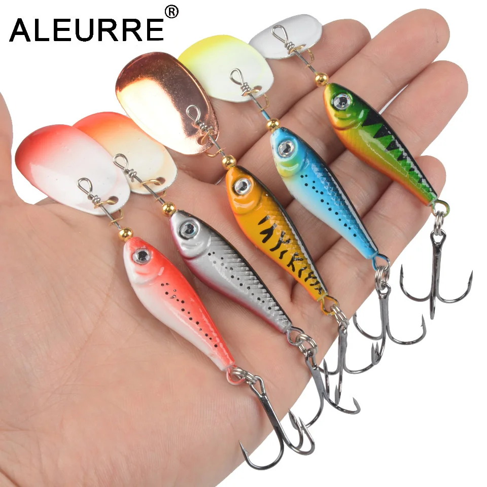 Señuelos giratorios de Metal para Pesca, cebos duros con vibración VIB, cuchara giratoria, 12g, 15g, 22g, Jigs, trucha, aparejos de Pesca de invierno, 1 ud.