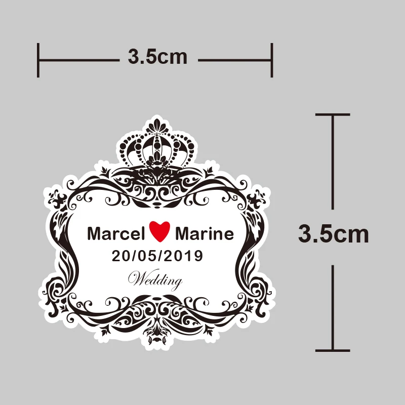 Étiquette autocollante blanche pour boîte cadeau mariage, 100 pièces, pour scellage, personnalisée, ajoutez votre nom et Date, 3cm