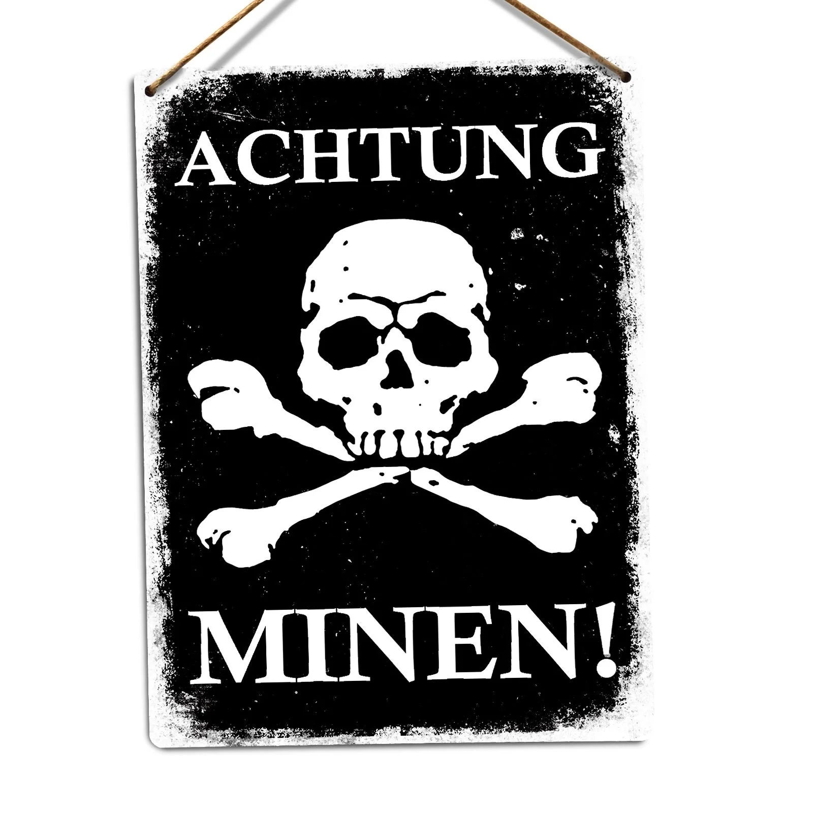 

Achtung Minen -Metal Wall Sign Plaque Art- German Mine Dange Warning War(Visit Our Store, More Products!!!)