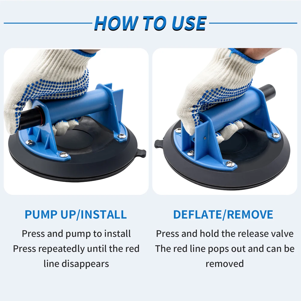 8 "ดูดสูญญากาศถ้วย Heavy Duty Vacuum Lifter คู่ชั้น Suckers สำหรับแก้ว & หินแกรนิตเปลี่ยน260lbs