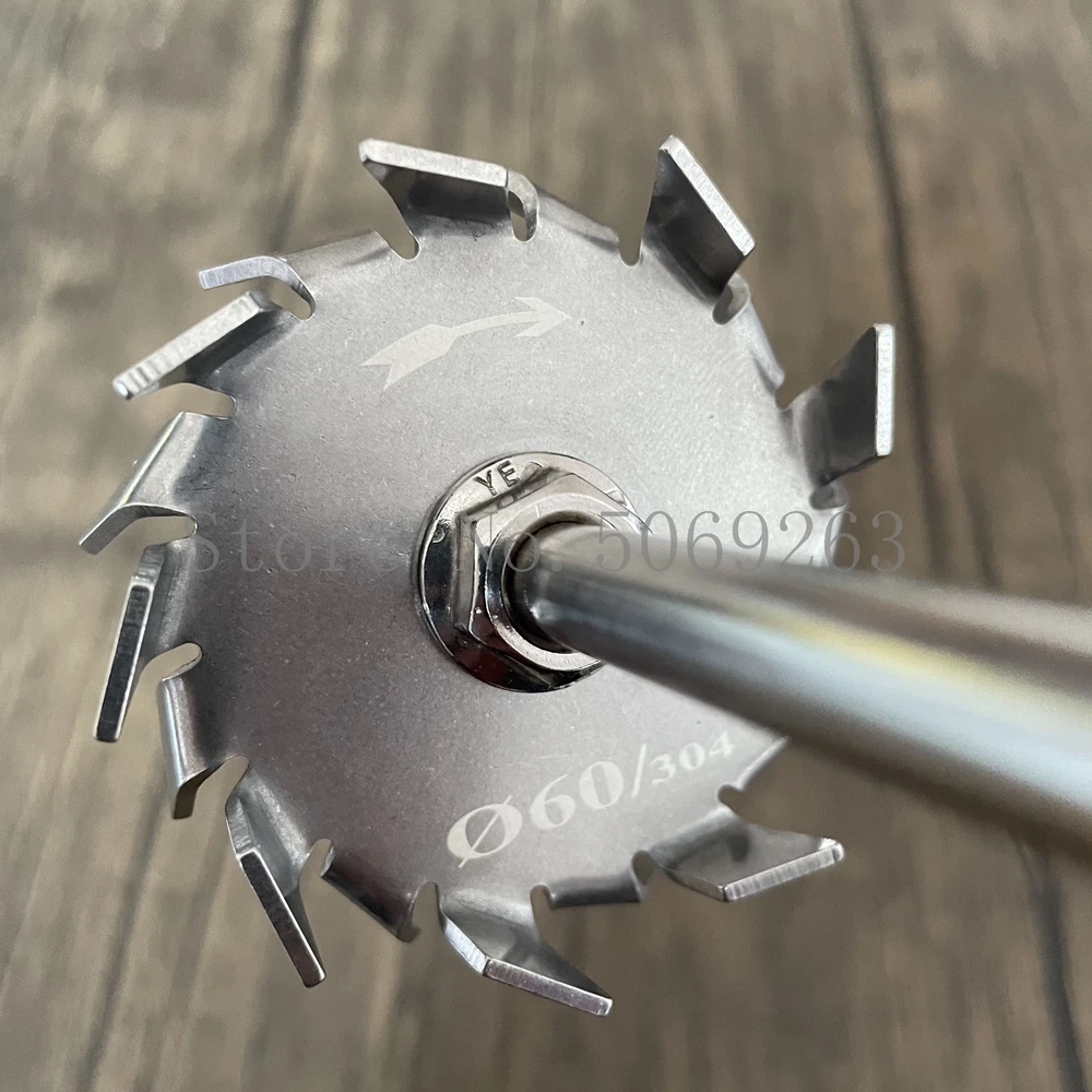 1set Laboratory 304 Stainless Steel Sawtooth Disc Stirrer, Dispersive disc Agitator with Stirring Rod