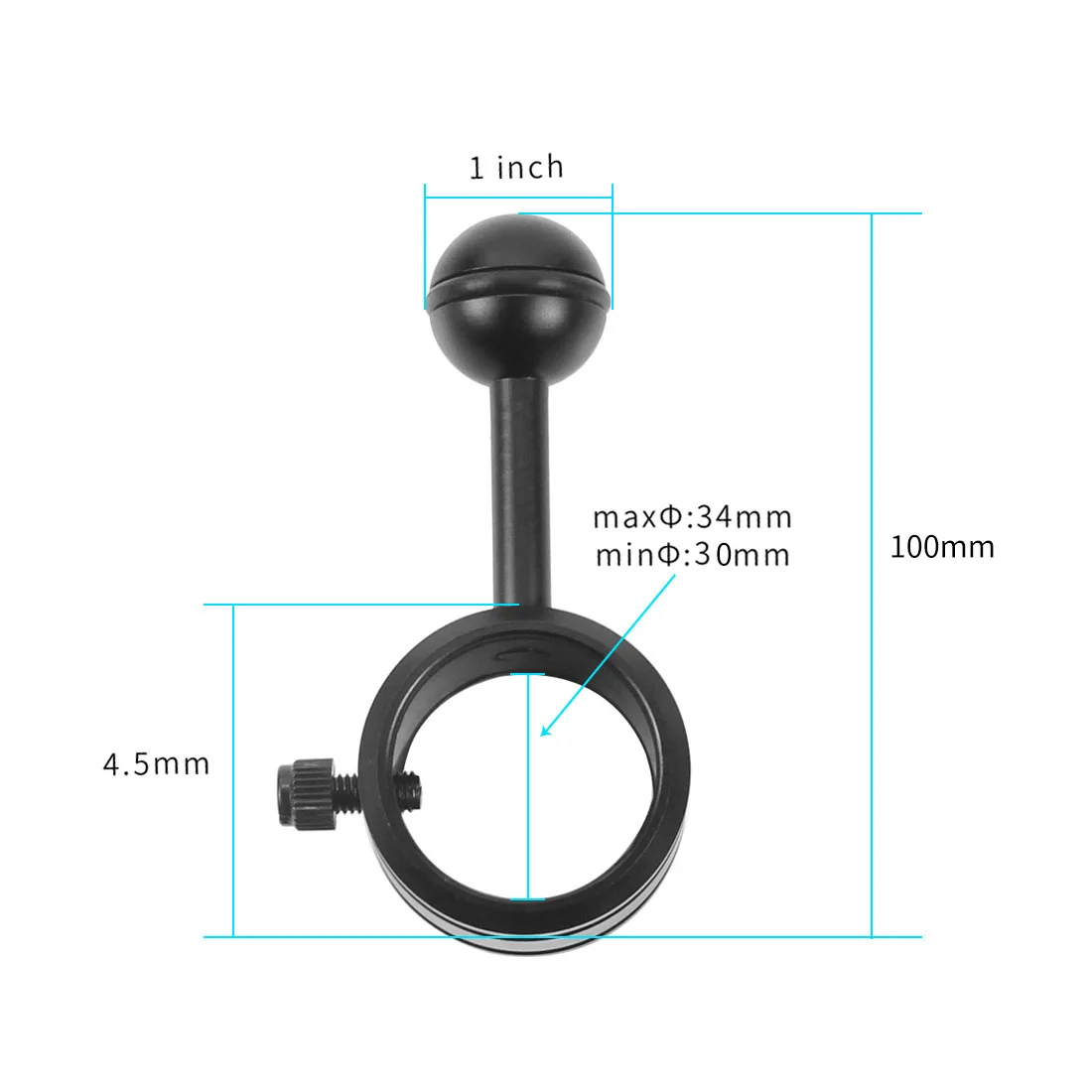 Diving Flashlight Mount Holder Bracket Strobe Arm Adapter Ball Mount for Underwater Photography for Gopro Max EKEN Action Camera
