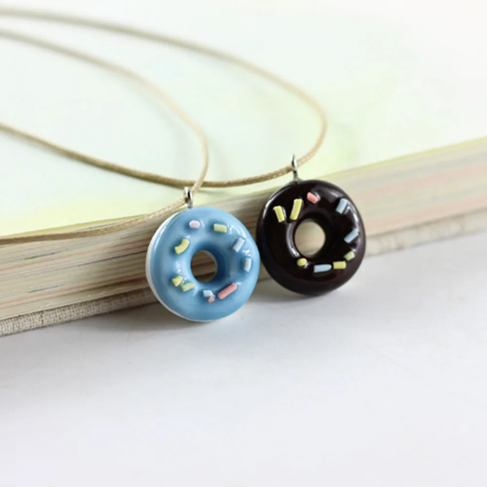 New Simple ceramic donut pendant collarbone chain necklace N305