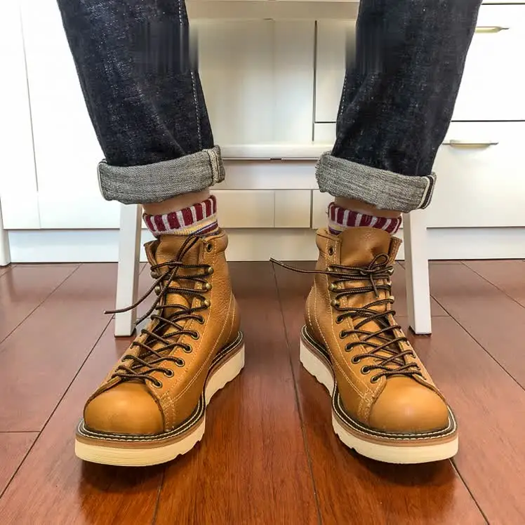 U6796 Red Tornado Super Quality Handmade Italian Cowhide Genuine Leather American Style Goodyear Welted Boots Size 35-49