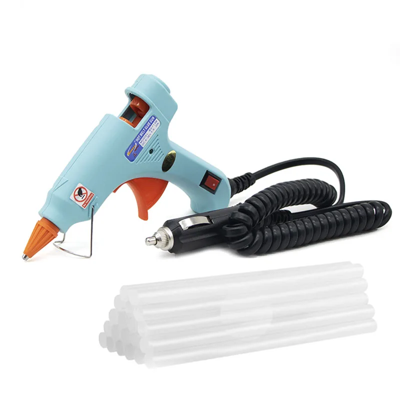 12V 24V 20W Hot Melt Glue Gun Car Cigarette Lighter Battery Clip Automotive Sheet Metal Dent Repair Tool with 10pcs Glue Stick