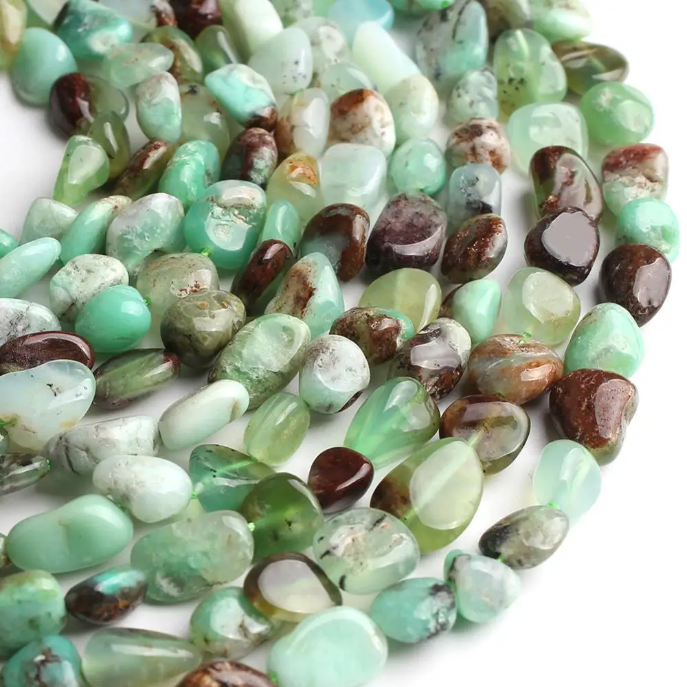 8-10mm Irregular Natural Australian Chrysoprases Green Jades Stone Beads for Accessories Jewellery Making Bracelet Necklace 15\'\'
