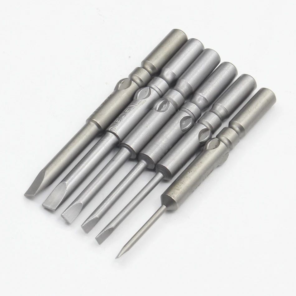 1Pcs 801 5mm Round Shank Slotted Screwdrivers Bits 1.6mm-5mm S2 Alloy Steel Magnetic Flat Head Slotted Tip Tools