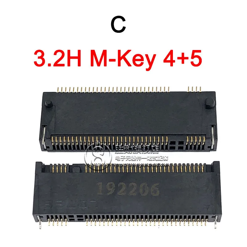 2pcs M.2 Connector 67P A E M KEY NGFF interface socket SSD socket H=3.2 / 4.2 / 4.8 / 6.7 / 8.5 M.2 SSD Slot NGFF Socket Hot New