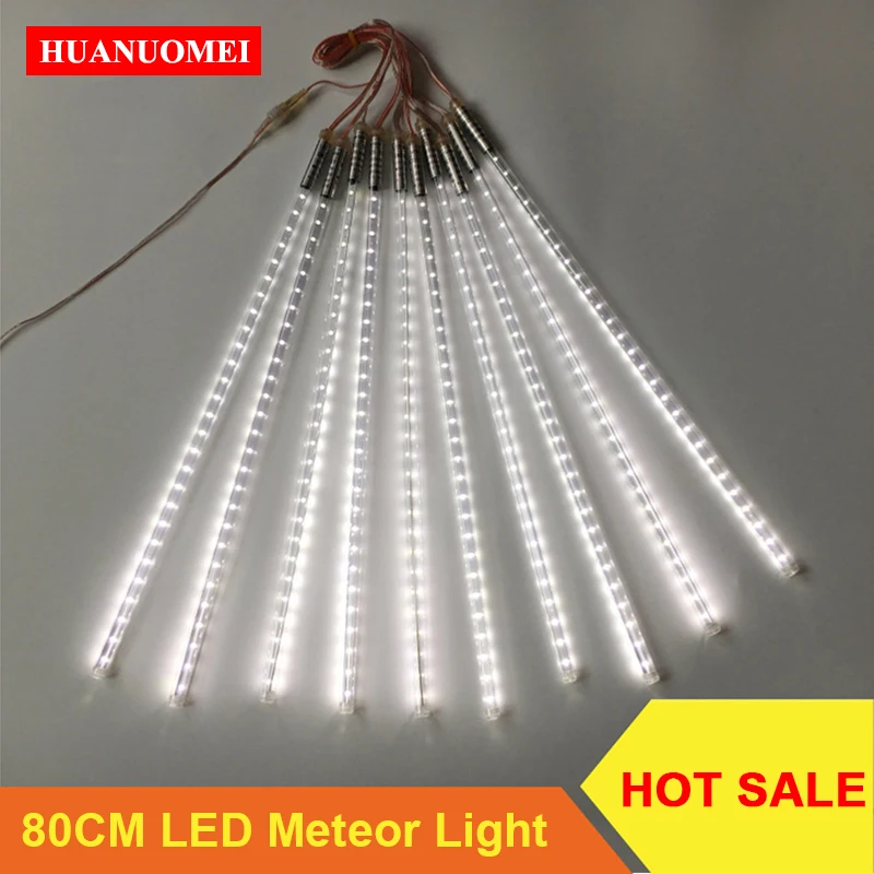 DC 9V 12V 80CM LED Meteor Light Street Outdoor Tree Garden Decoration Landscape Lamp Party RainDrop String Tube Red Green Blue