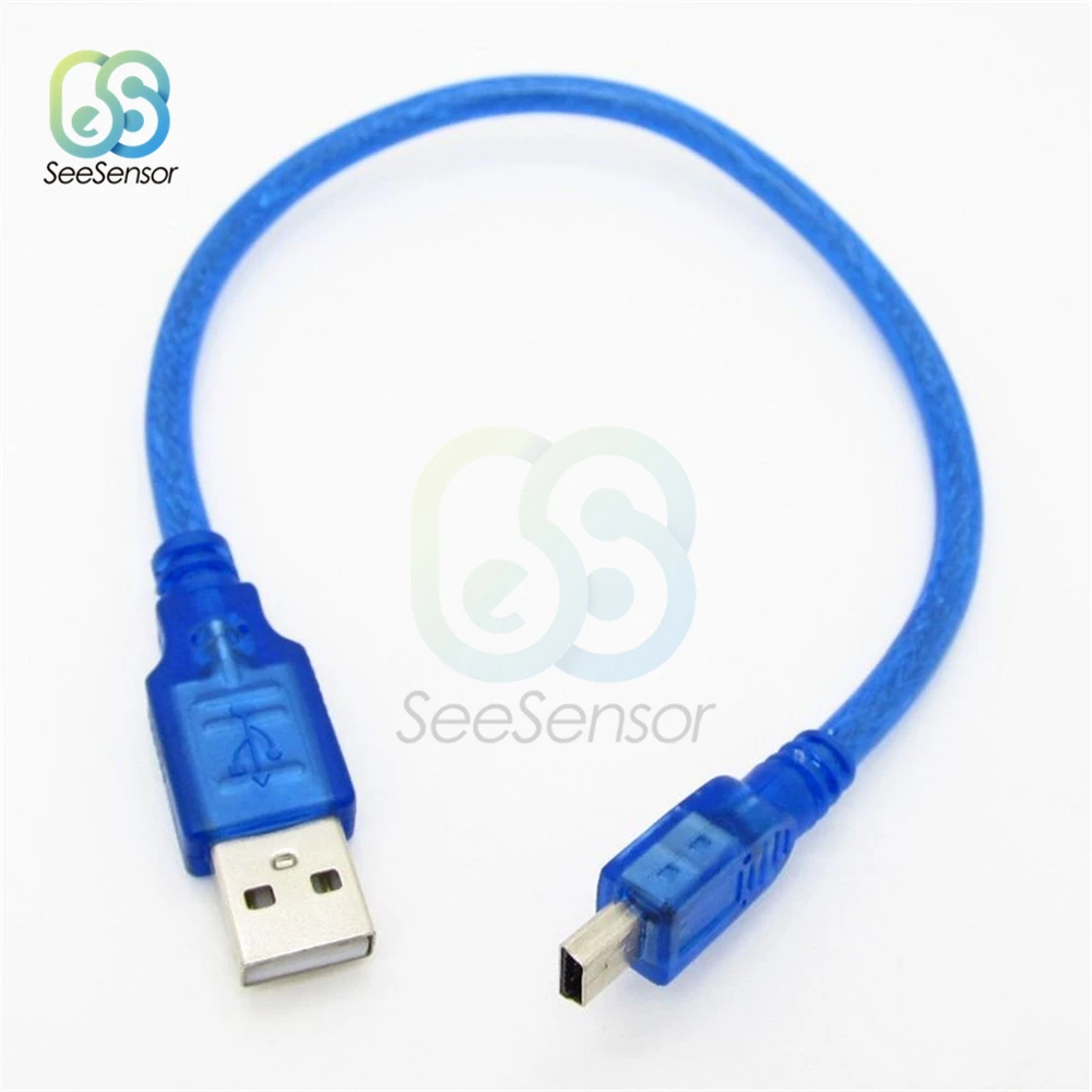 2PCS 30cm USB 2.0 Type A Male to Mini 5P Male Data Cable Mini 5P USB Cable Cord Leads for Digital Cameras mp3 Players