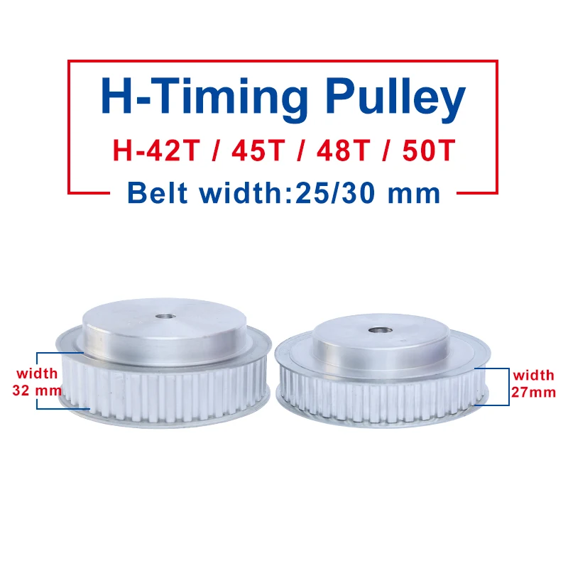 

Timing Pulley H-42T/45T/48T/50T Rough Hole 16 mm Aluminum Pulley Slot Width 27/32 mm Match With H-Timing Belt width 25/30 mm