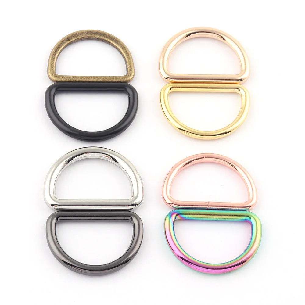 25mm Rainbow D Rings slide adjuster buckle,Metal D ring Belt strap Buckle,bag purse webbing clasp Handbag leather Hardware 10pcs